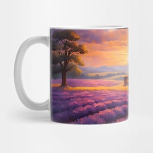 Sunset over Lavender farm Mug